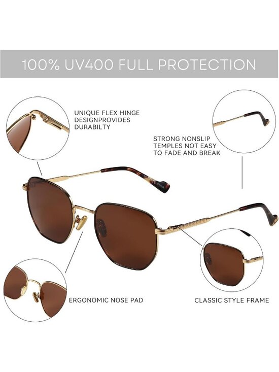 Trendy Hexagon Polarized Sunglasses for Men & Women - Vintage Metal Frame, UV
